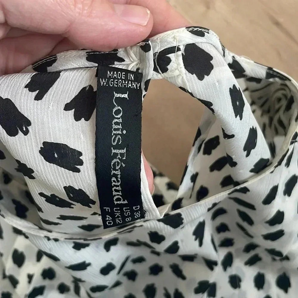 Louis Feraud Black/White Dots Blouse Made in Germany Sz 8 - Picture 3 of 6